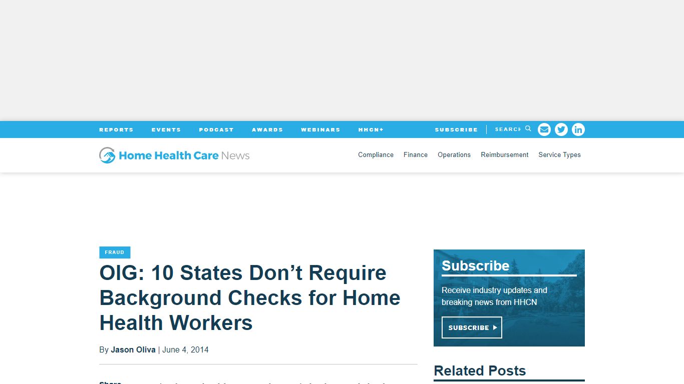 OIG: 10 States Don't Require Background Checks for Home Health Workers